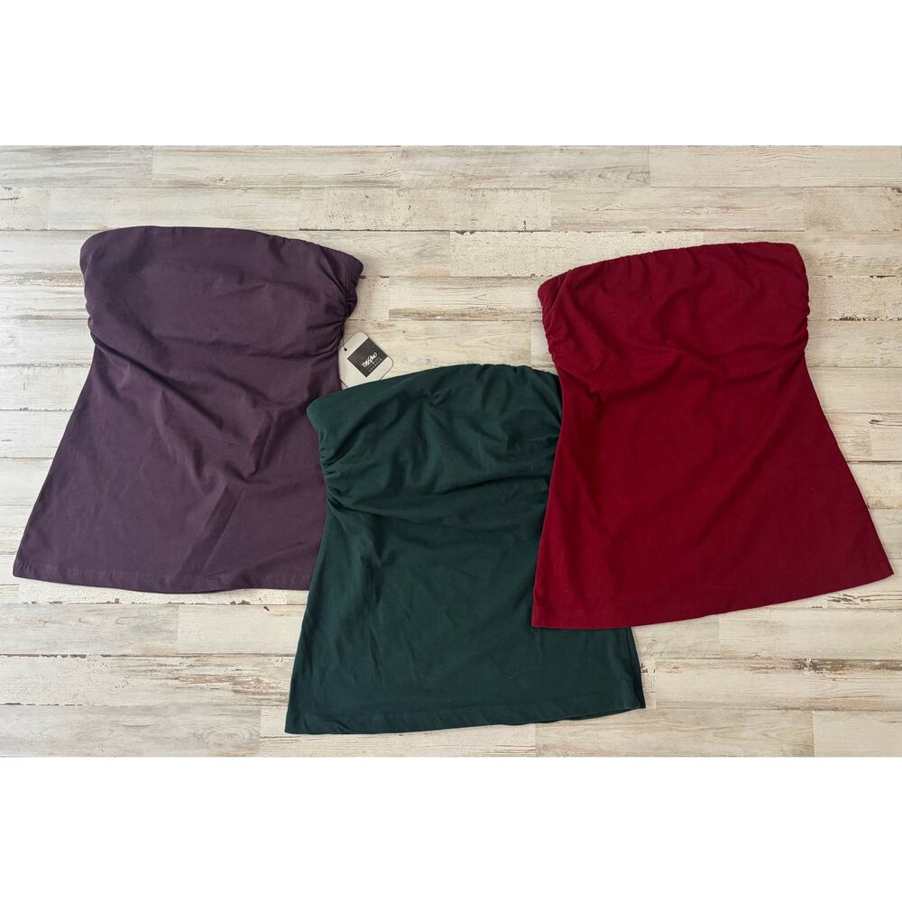 Lot of Three Mossimo Tube Tops NWT Burgundy Plum Forest Green NWT sz M